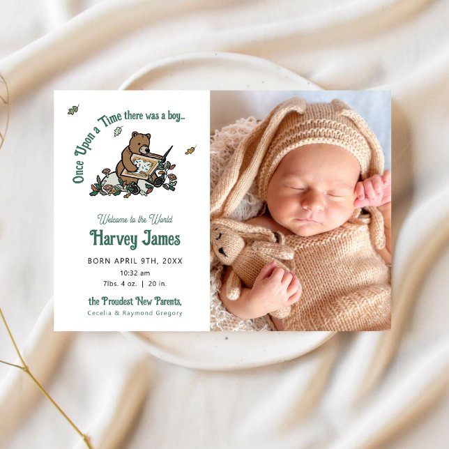 Woodland Il était une fois un Faire-part de naissa (Woodland Storybook "Once Upon a Time" Birth Announcement)