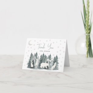 Woodland le baby shower de nuit merci cartes