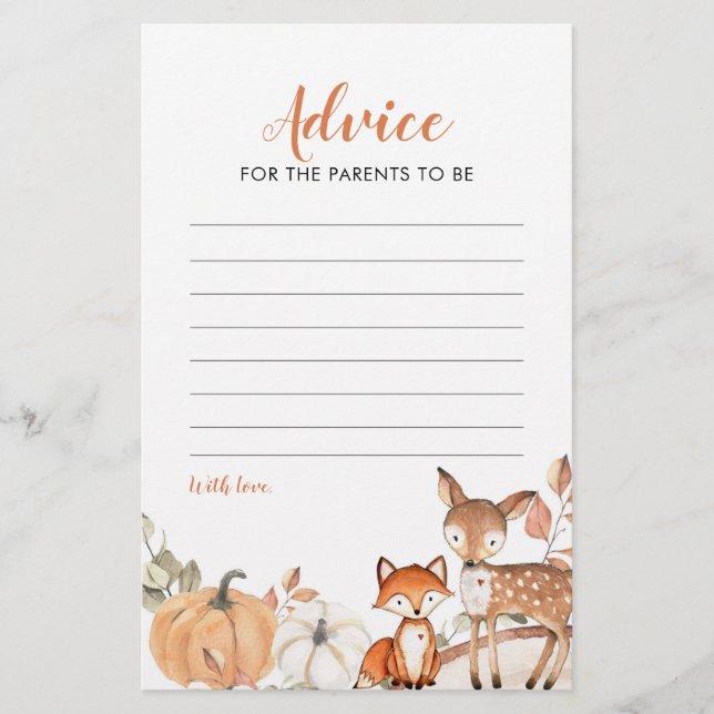 Woodland Oh Boy Citrouille Baby shower carte conse (Devant)