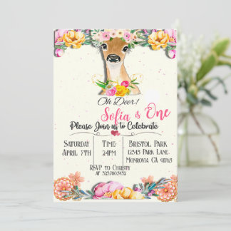 Woodland Oh Deer première invitation anniversaire