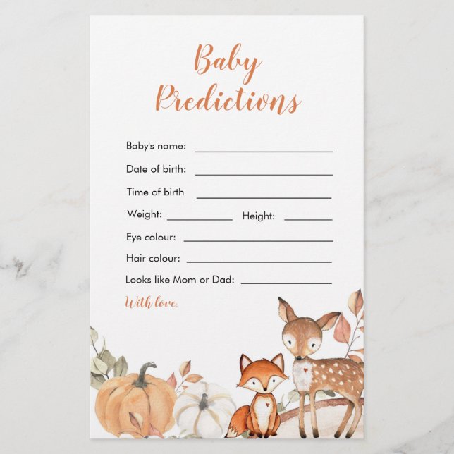 Woodland Oh garçon Citrouille prédiction de bébé (Devant)