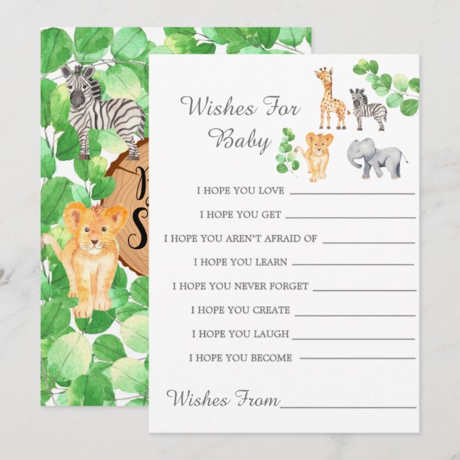 Woodland Safari Animaux Souhaite La Carte Bébé (Devant / Derrière)