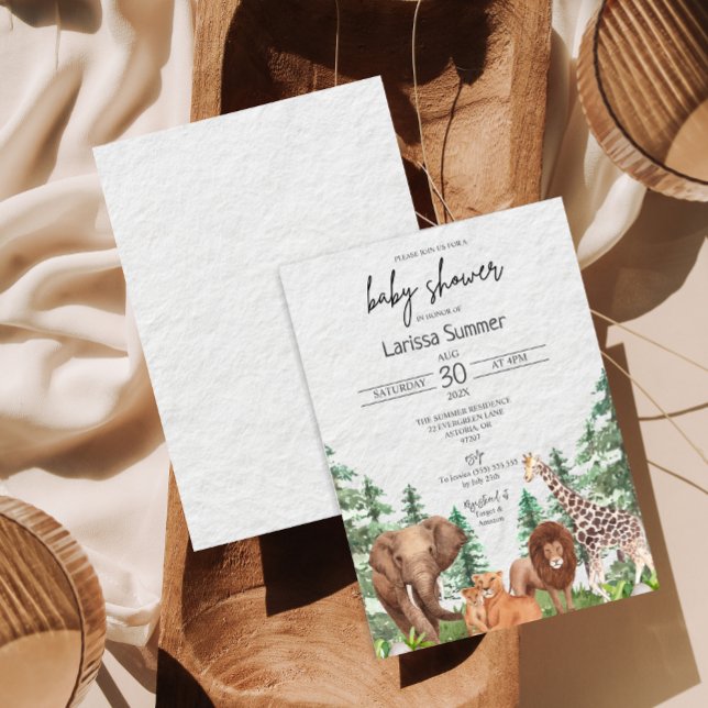 Woodland Safari Zoo Animal Baby shower Invitation (Créateur téléchargé)