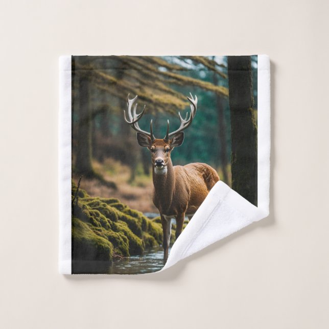 "Woodland Serenity : Cinématique Deer Towne design (Gant de toilette)
