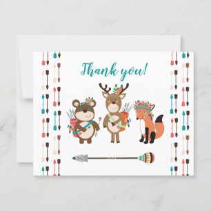 Woodland Tribal Boho Baby shower Merci notes