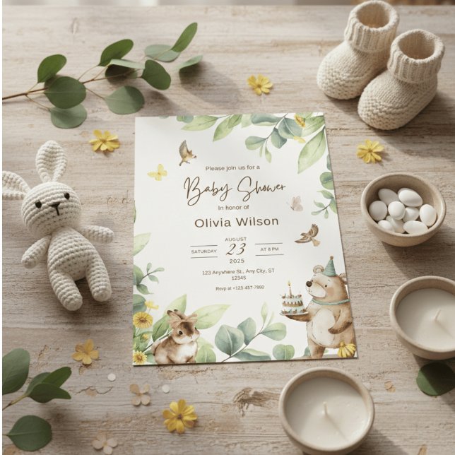Woodland  winnie the pooh baby shower invitations  (Créateur téléchargé)