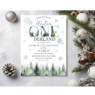 Woodland Winter ONEderland Invitation