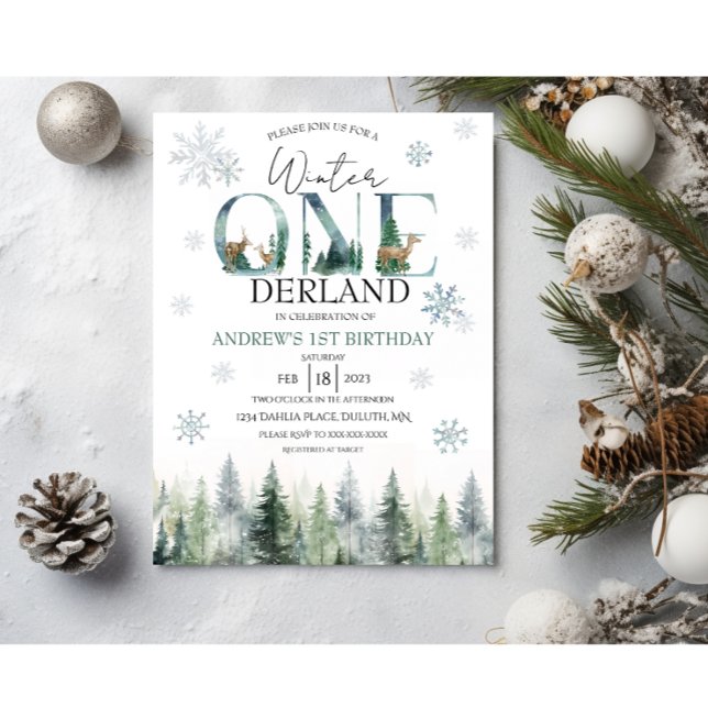 Woodland Winter ONEderland Invitation (Créateur téléchargé)