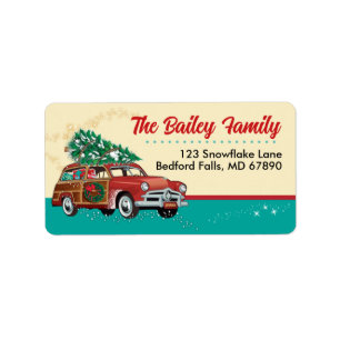 Woody Station Wagon Christmas Card Étiquettes de a