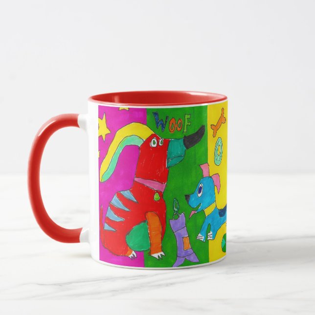 "Woof! Bark!" Colorful Dog Mug (Gauche)