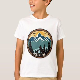 Woof & Wander - Rustic Adventure Dog Badge T-Shirt
