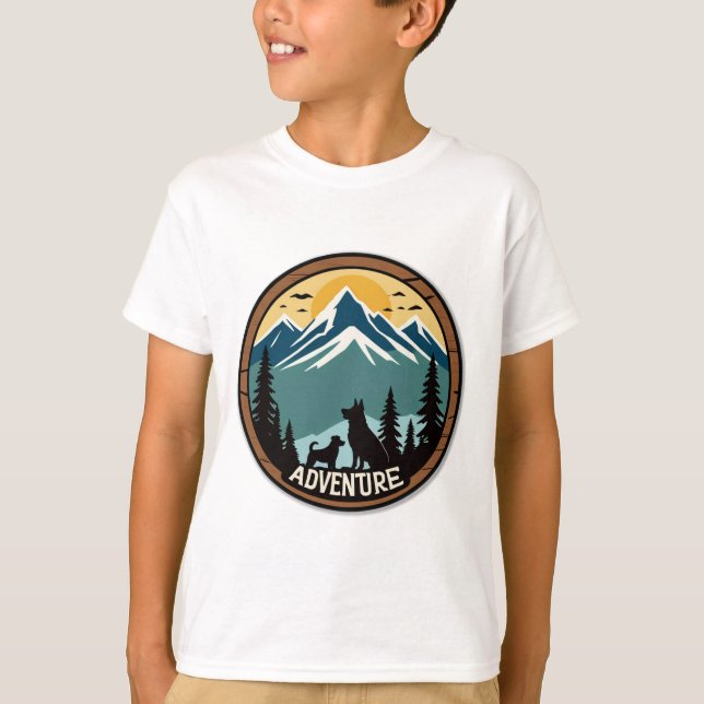 Woof & Wander - Rustic Adventure Dog Badge T-Shirt (Devant)