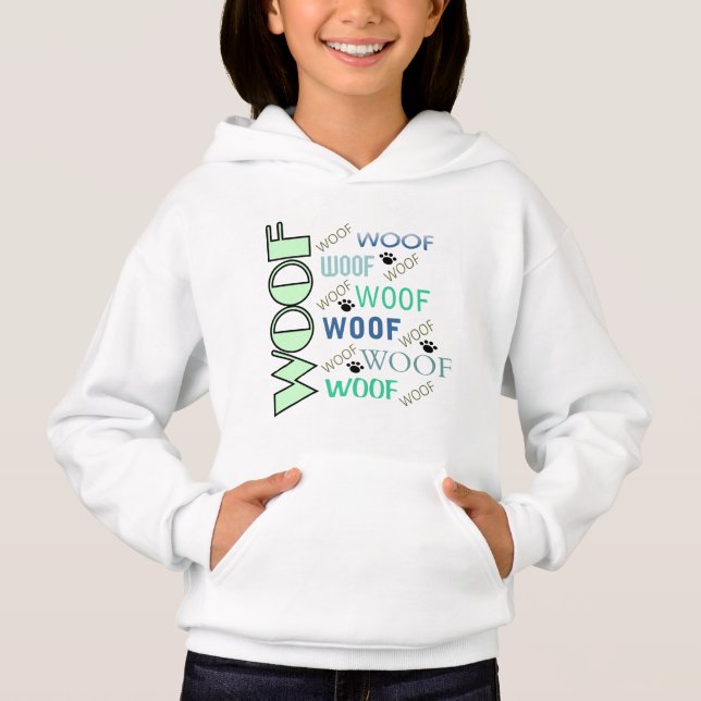 WOOF & WOOF with Paws Girls Sweat - shirt à capuch (Devant)