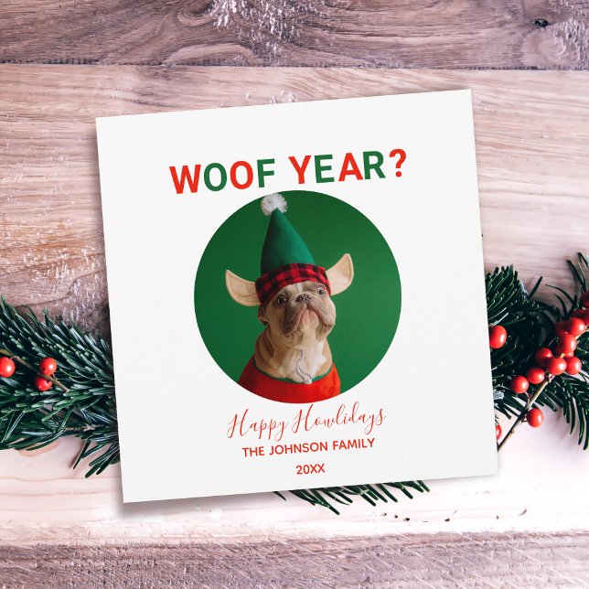 Woof Year Pet Noël Carte photo (Woof Year? Send this card for holiday cheer!)