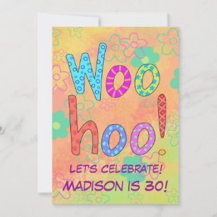 WooHoo Word Art Orange 30e anniversaire Invitation