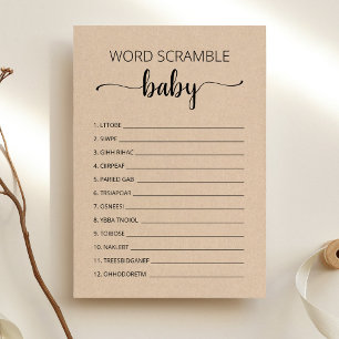 Word Scramble Baby Jeu Baby shower partie Carte