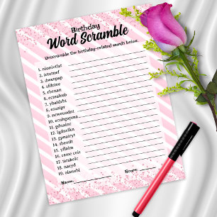 Word Scramble Cocktail Jeu d'Anniversaire