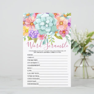 Word Scramble Coloré Floral Bridal Jeu