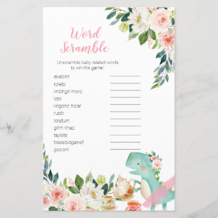 Word Scramble Jeu Dinosaur Tea Party Baby shower