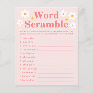 Word Scramble Jeu Rose Daisy Baby shower
