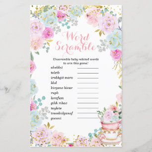 Word Scramble Jeu Tea Party Pastel Floral