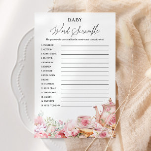 Word Scramble Rose Floral Baby shower Jeu