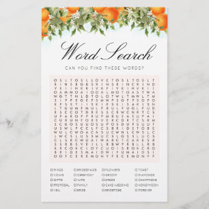 Word Search Oranges Game Fête des mariées Card