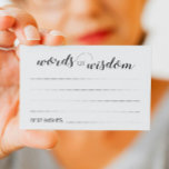 Words of Wisdom Elegant Wedding Conseil Cartes<br><div class="desc">Ces élégantes cartes Words of Wisdom seront l'ajout parfait à votre réception de mariage ou de mariage/wedding shower. Ce design minimaliste combine écriture manuscrite et polices de caractères en noir. Il y a de l'espace pour que les invités laissent leur conseil matrimonial et leur(s) nom(s).</div>