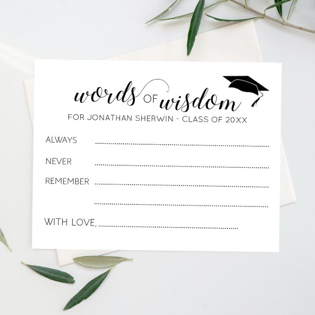 Words of Wisdom Grad Casquette Conseils de graduat (Créateur téléchargé)