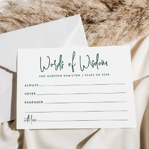 Words of Wisdom Green Graduation Notice Cartes