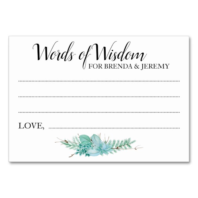 Words of Wisdom Mariage Conseils Cartes - Sylvie (Devant)