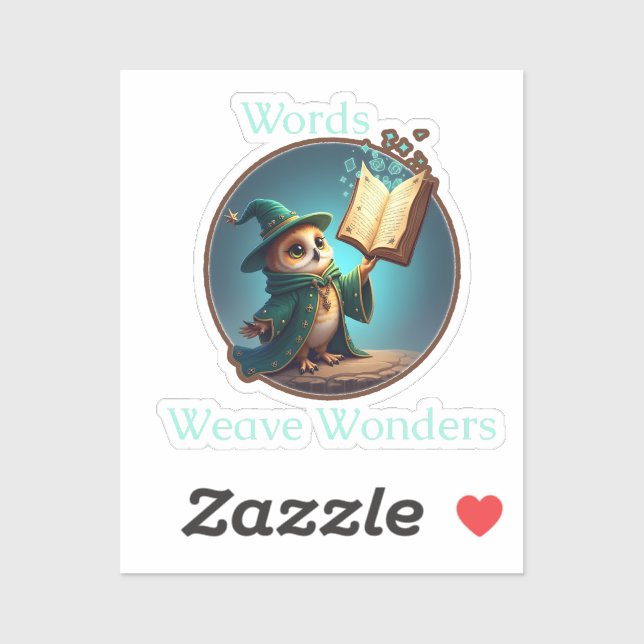 Words Weave Wonders - Wizard Owl Sticker (Feuille)