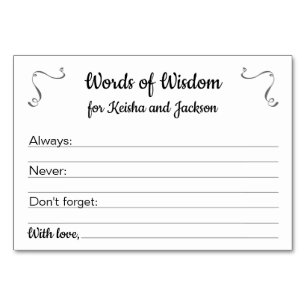 Words Wisdom Baby shower Conseils Cartes
