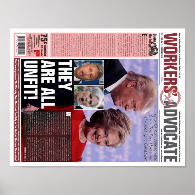 Workers' Advocate Poster - November 2016 (Devant)