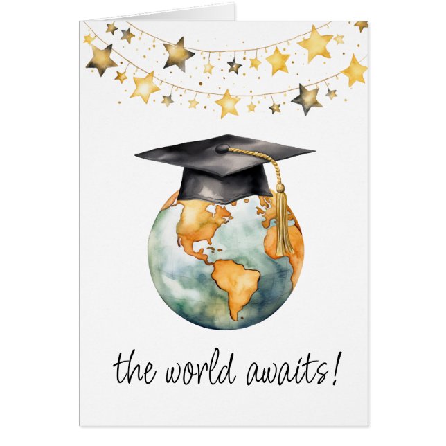World Awaits Congratulations Graduate Greeting  (Devant)