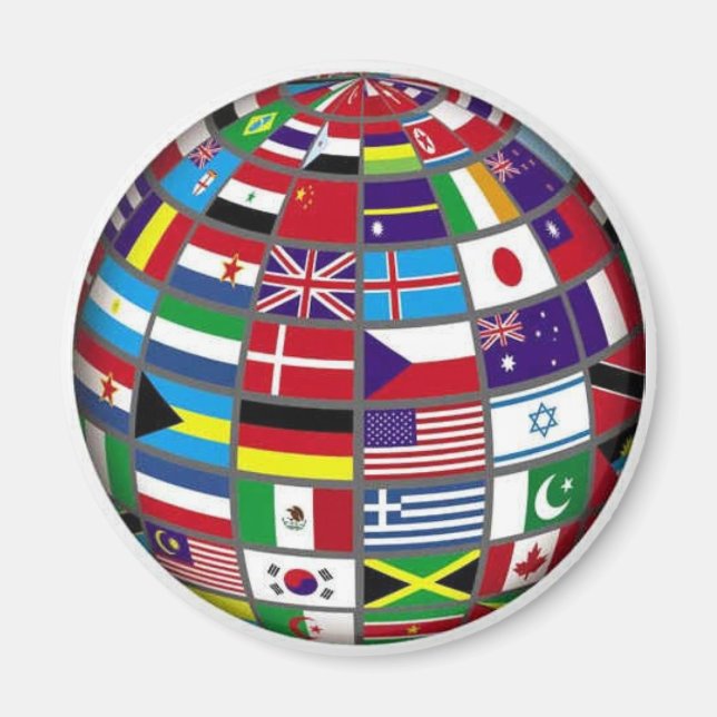 World Flags Globe Magnet (Devant)