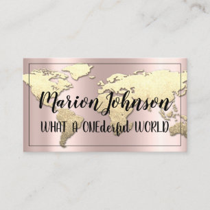 World Globe Carte Agence de Voyage Rose Fame Gold