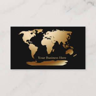 World Map Gold/Black Carte de visite 3
