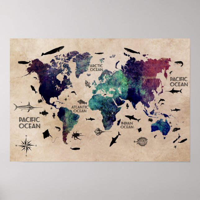 world map poster (Devant)
