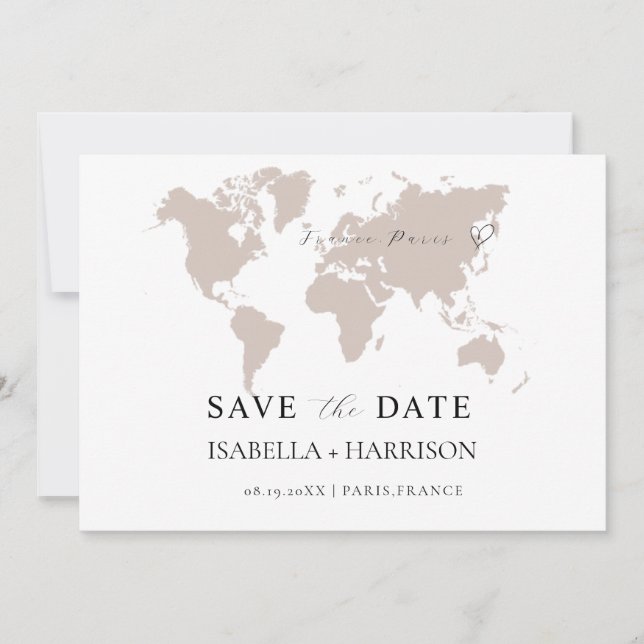 World Map Save the Date Template (Devant)