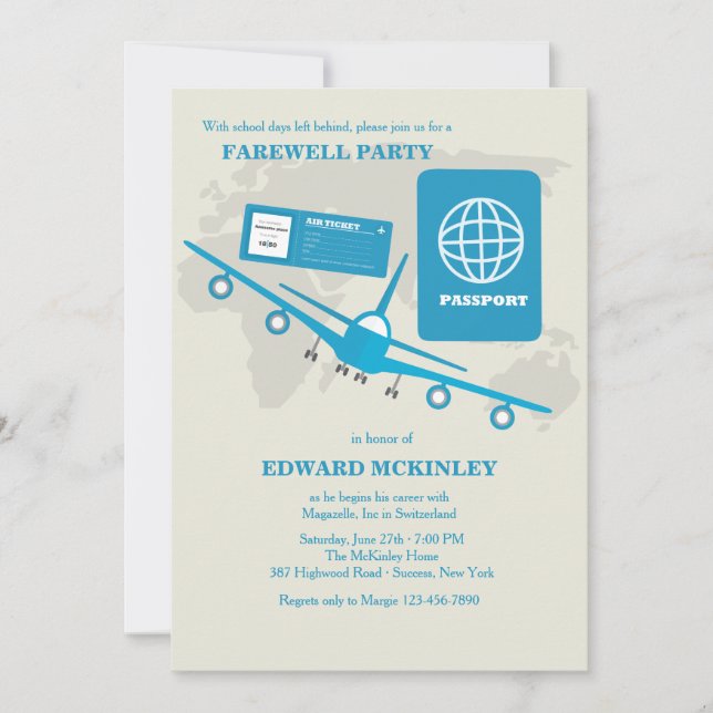 World Travels Farewell Party Invitation (Devant)