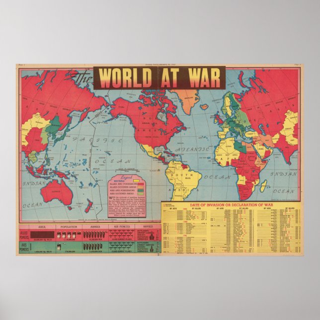 World War Two Map Poster (Devant)
