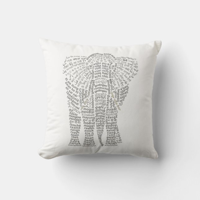 World Word Asian Elephant Coussin (Recto)