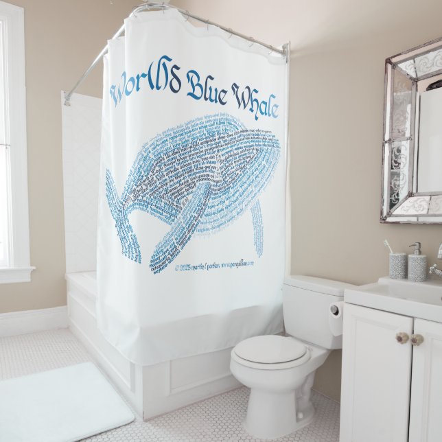 World Word Blue Whale Douche rideau (En situation)