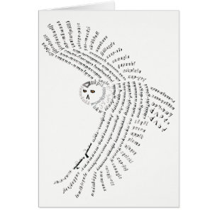 World Word Snowy Owl Card