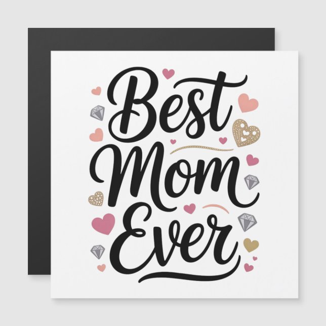 World's Best Mom Diamonds Magnetic Card (Devant / Derrière)