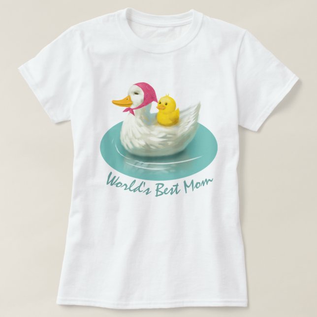 World's Best Mom - Duck Mom and Baby T-Shirt (Design devant)