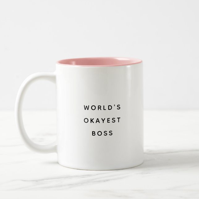World's Okayest Boss Coworker Manager Modern Mug (Gauche)