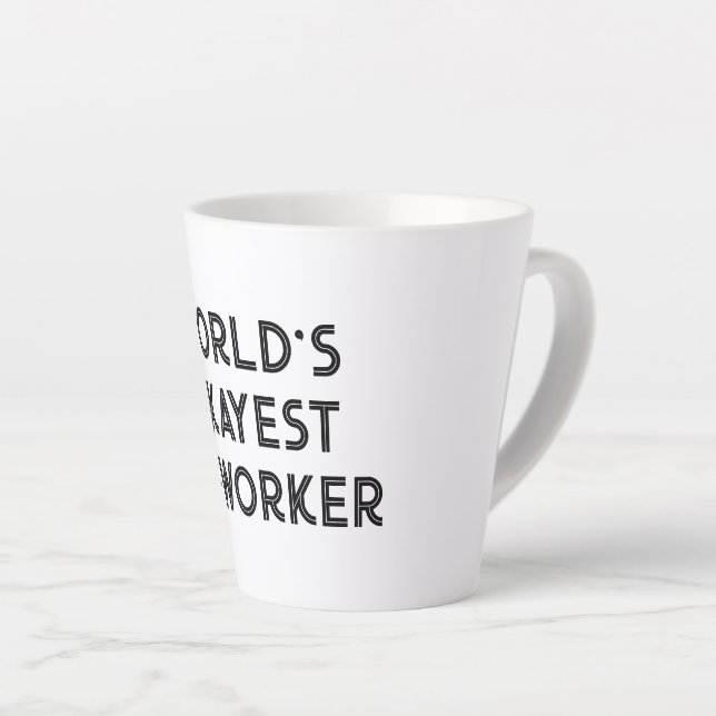 Worlds Okayest Co-worker drôle citation latte mug (Angle droit)