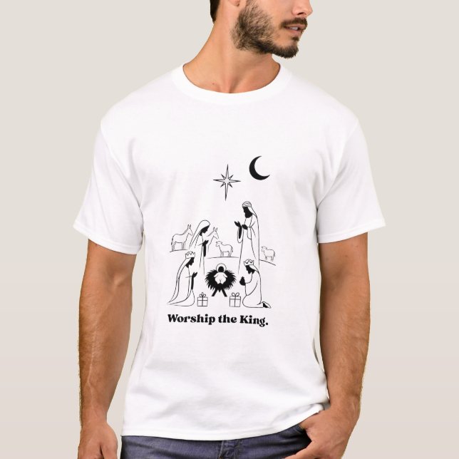 Worship the King T-Shirt | Minimalist Nativity  (Devant)